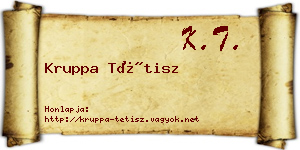 Kruppa Tétisz névjegykártya